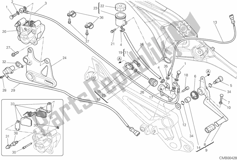 All parts for the Rear Brake System of the Ducati Monster 795 Thailand 2012